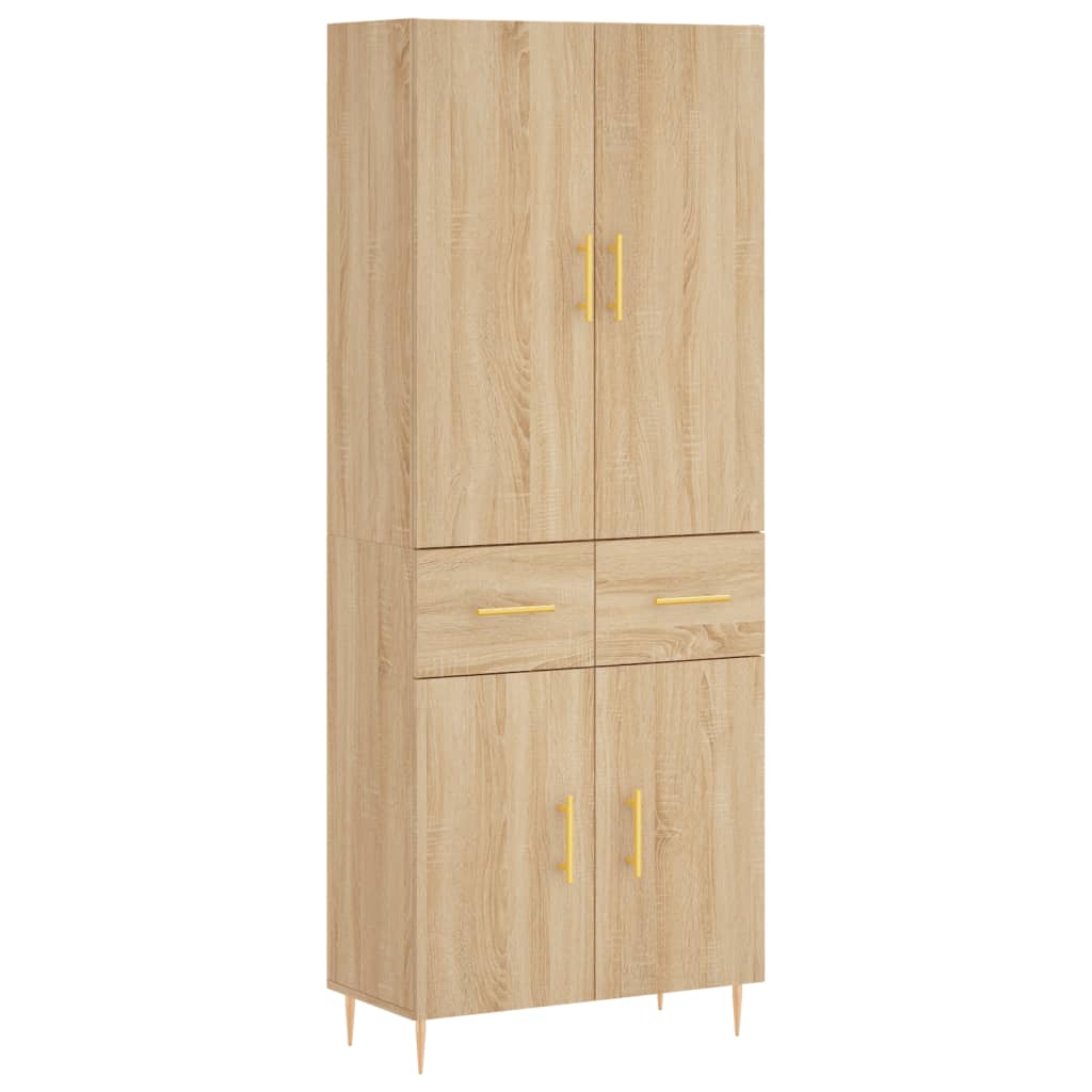 Hoge kast 69,5x34x180 cm bewerkt hout sonoma eikenkleurig is nu te koop bij PeponiXL, paradijselijk wonen!