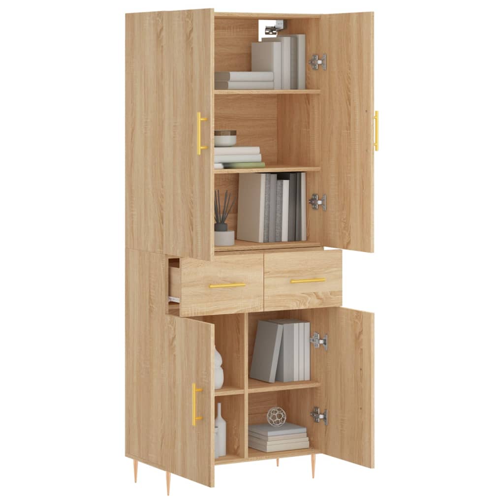 Hoge kast 69,5x34x180 cm bewerkt hout sonoma eikenkleurig is nu te koop bij PeponiXL, paradijselijk wonen!