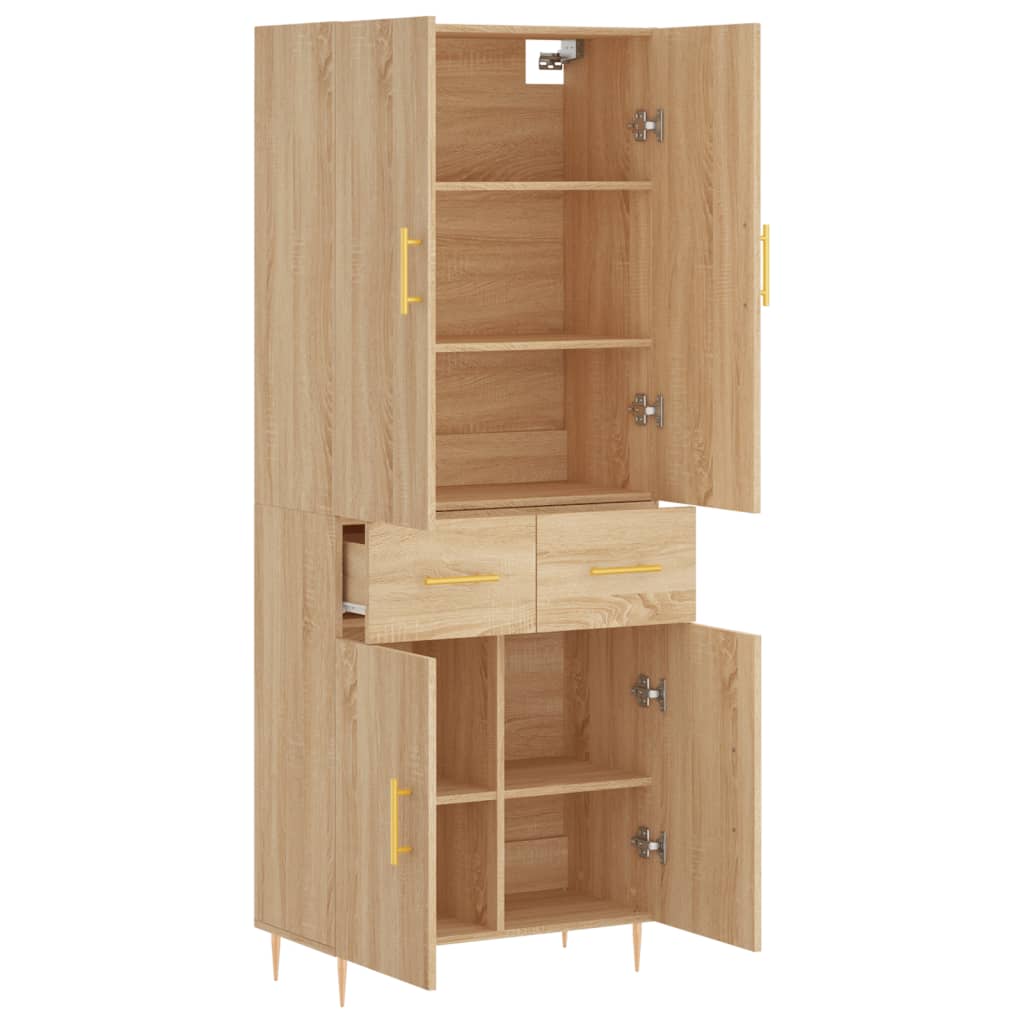 Hoge kast 69,5x34x180 cm bewerkt hout sonoma eikenkleurig is nu te koop bij PeponiXL, paradijselijk wonen!