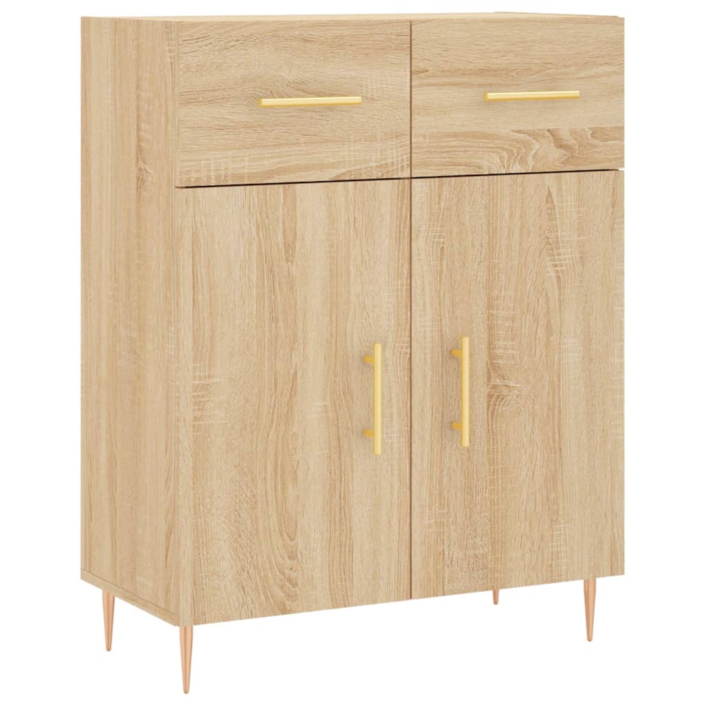 Hoge kast 69,5x34x180 cm bewerkt hout sonoma eikenkleurig is nu te koop bij PeponiXL, paradijselijk wonen!