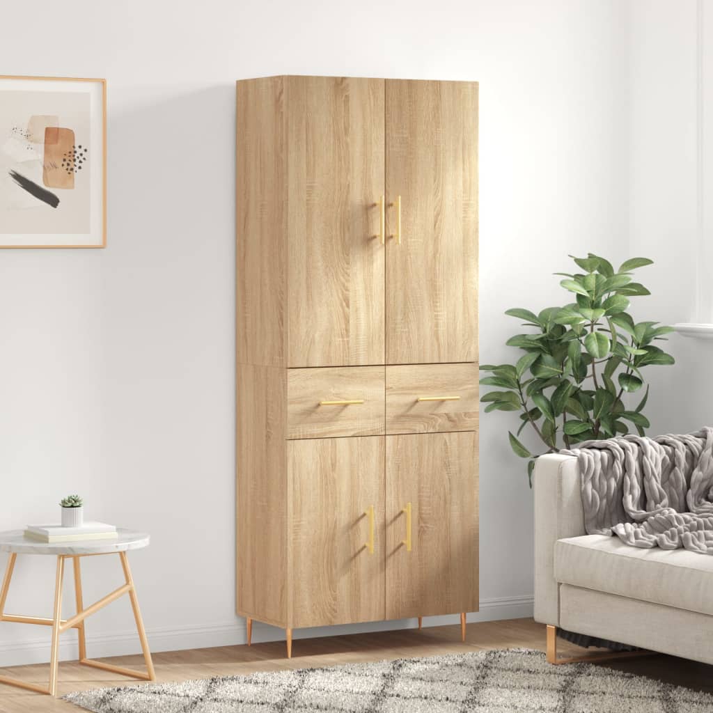 Hoge kast 69,5x34x180 cm bewerkt hout sonoma eikenkleurig is nu te koop bij PeponiXL, paradijselijk wonen!
