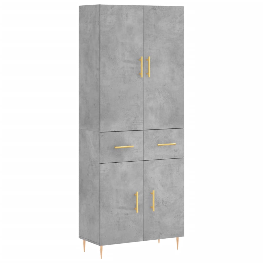 Hoge kast 69,5x34x180 cm bewerkt hout betongrijs is nu te koop bij PeponiXL, paradijselijk wonen!