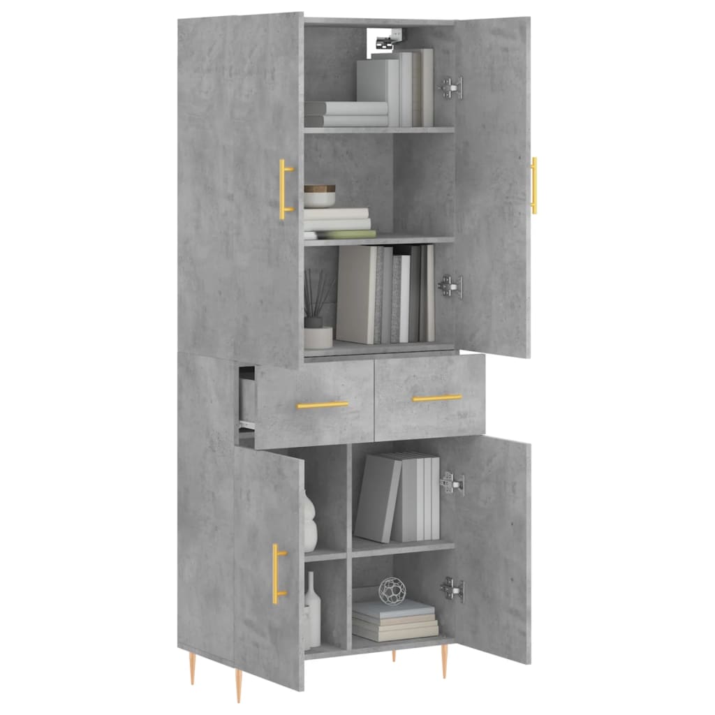 Hoge kast 69,5x34x180 cm bewerkt hout betongrijs is nu te koop bij PeponiXL, paradijselijk wonen!