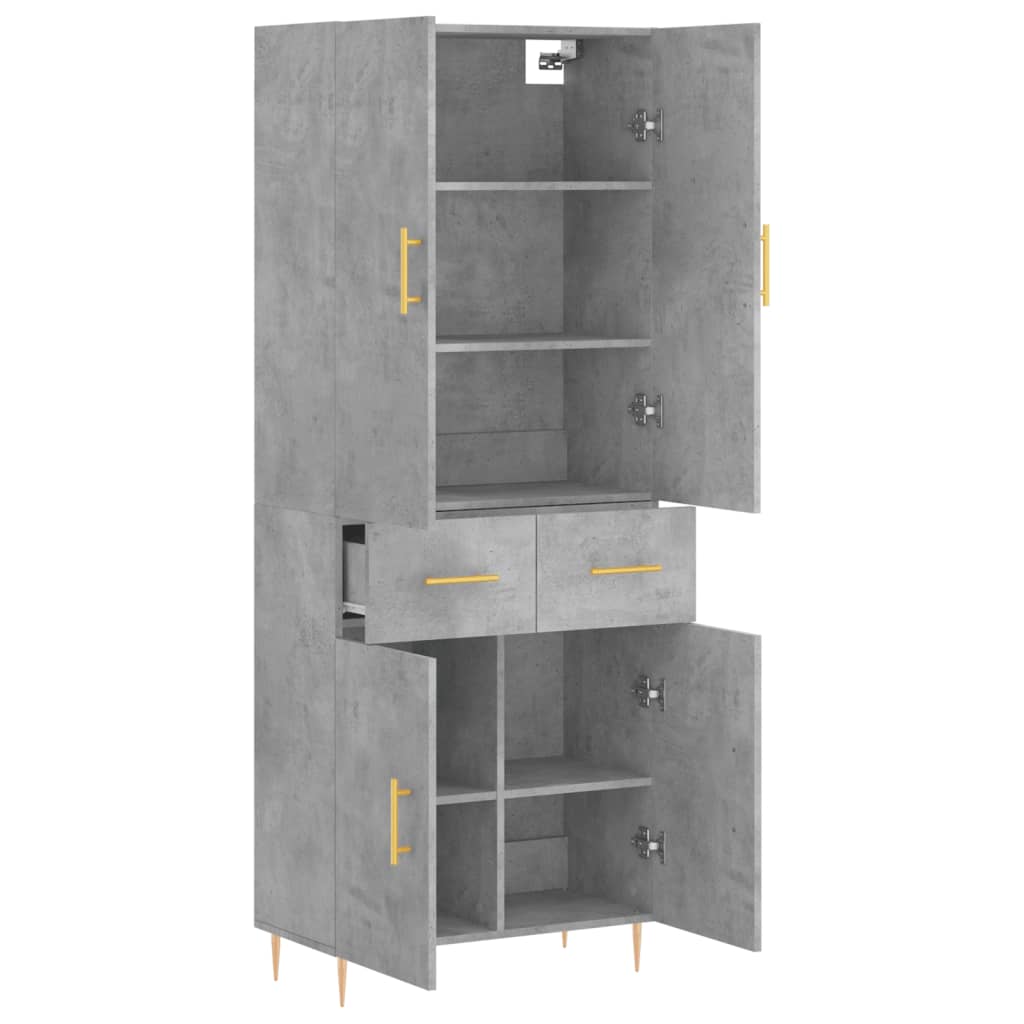 Hoge kast 69,5x34x180 cm bewerkt hout betongrijs is nu te koop bij PeponiXL, paradijselijk wonen!