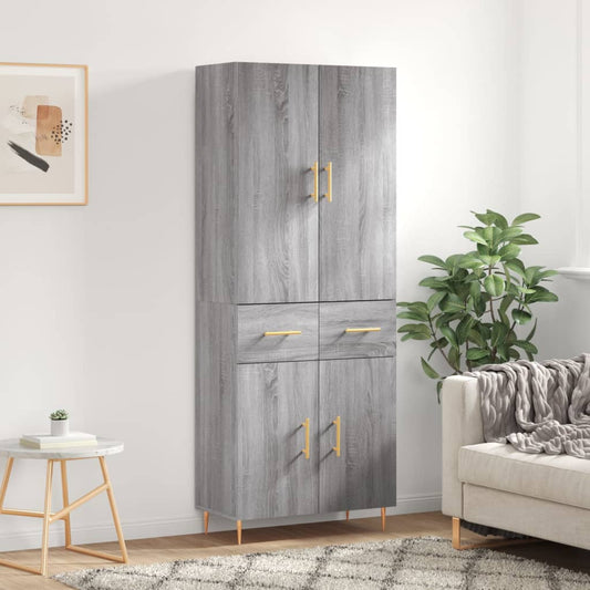 Hoge kast 69,5x34x180 cm bewerkt hout grijs sonoma eikenkleurig is nu te koop bij PeponiXL, paradijselijk wonen!