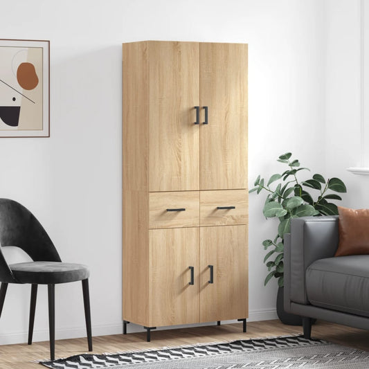 Hoge kast 69,5x34x180 cm bewerkt hout sonoma eikenkleurig is nu te koop bij PeponiXL, paradijselijk wonen!