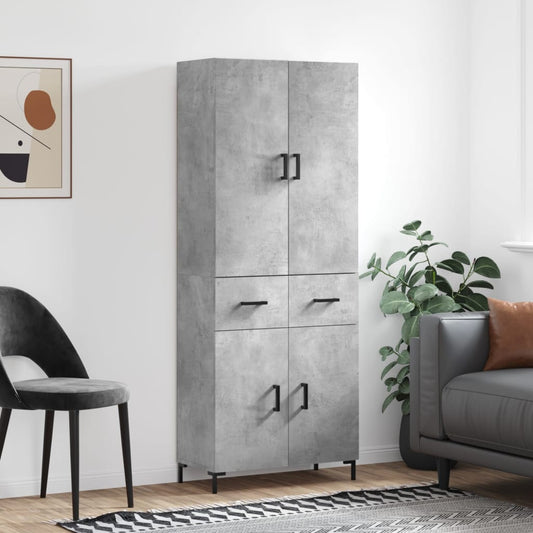 Hoge kast 69,5x34x180 cm bewerkt hout betongrijs is nu te koop bij PeponiXL, paradijselijk wonen!