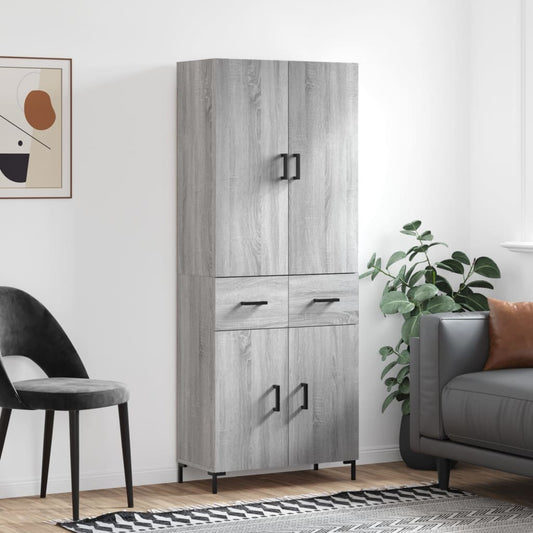 Hoge kast 69,5x34x180 cm bewerkt hout grijs sonoma eikenkleurig is nu te koop bij PeponiXL, paradijselijk wonen!