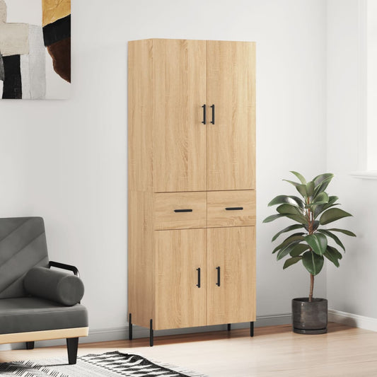 Hoge kast 69,5x34x180 cm bewerkt hout sonoma eikenkleurig is nu te koop bij PeponiXL, paradijselijk wonen!