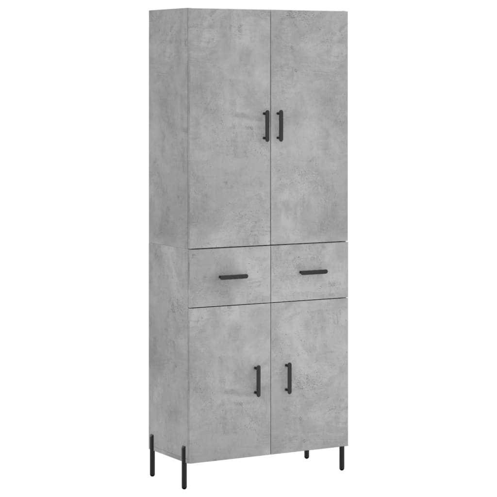 Hoge kast 69,5x34x180 cm bewerkt hout betongrijs is nu te koop bij PeponiXL, paradijselijk wonen!