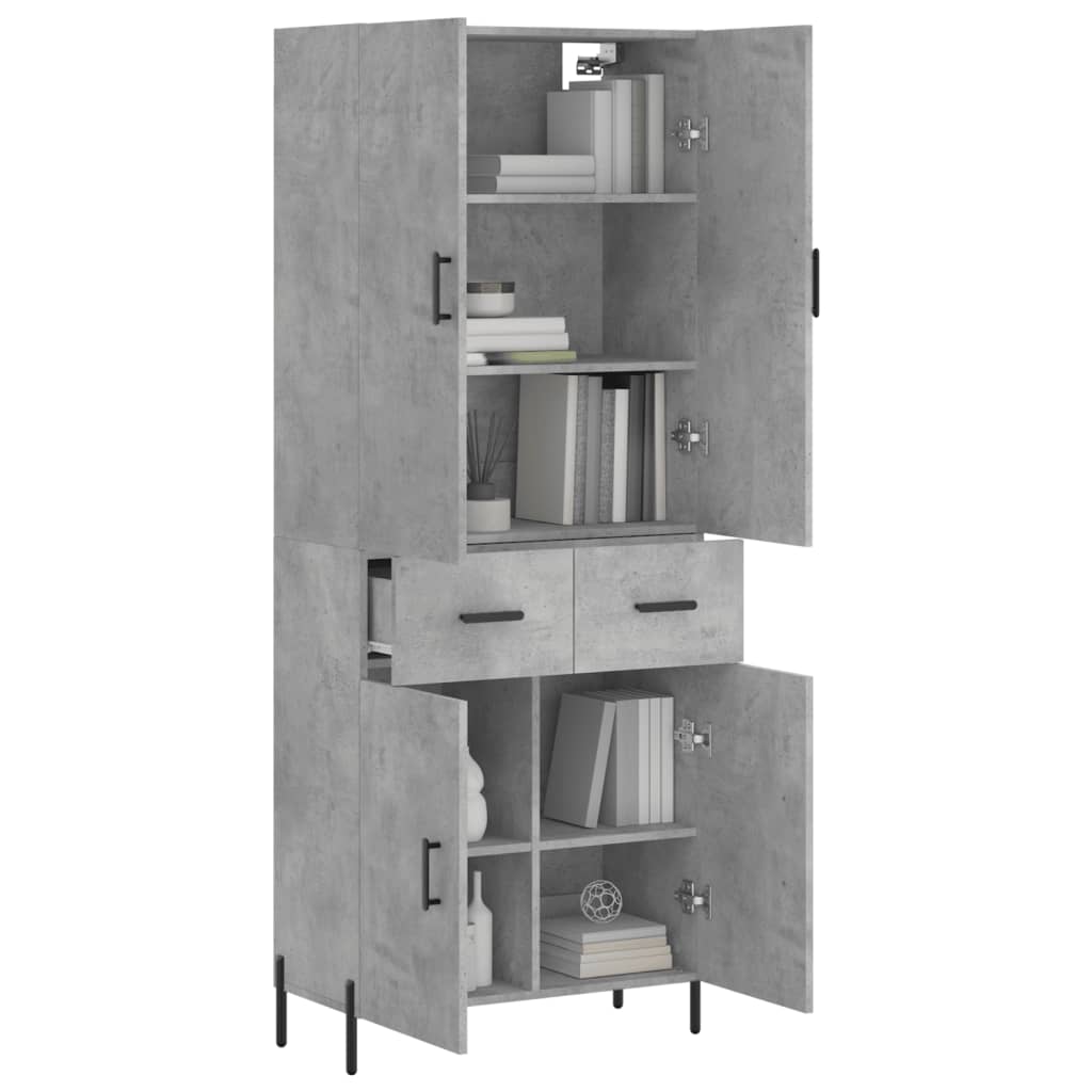 Hoge kast 69,5x34x180 cm bewerkt hout betongrijs is nu te koop bij PeponiXL, paradijselijk wonen!