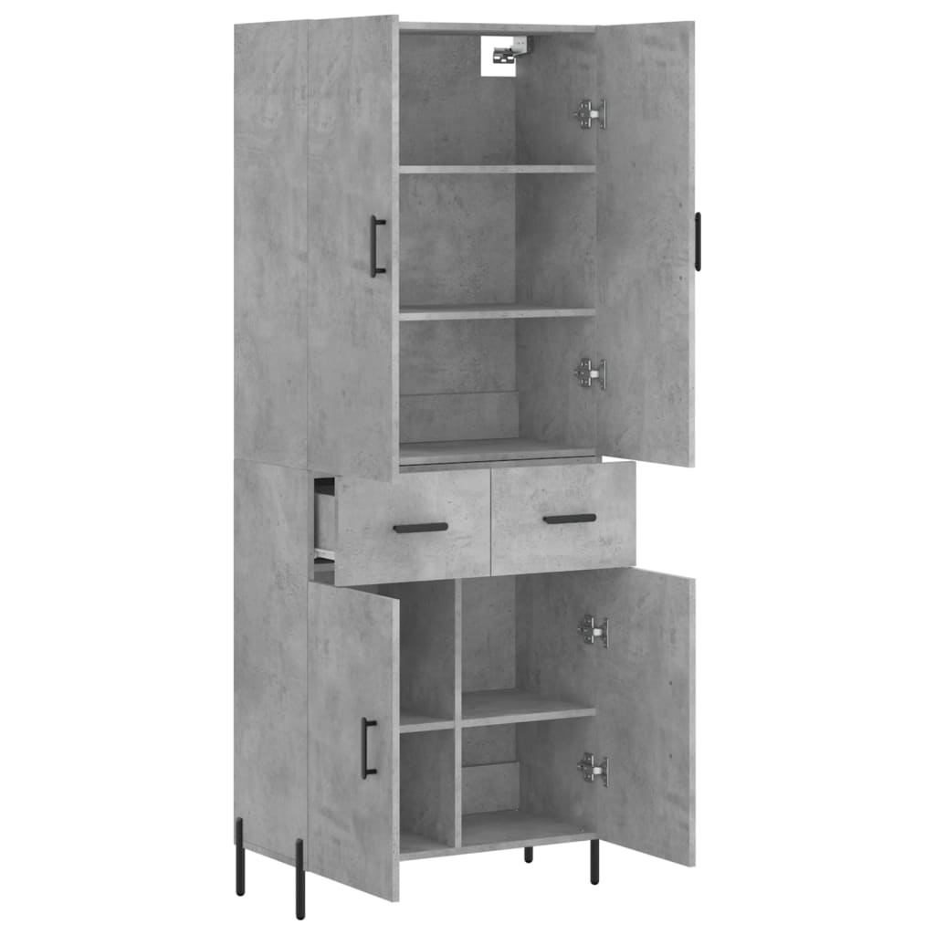 Hoge kast 69,5x34x180 cm bewerkt hout betongrijs is nu te koop bij PeponiXL, paradijselijk wonen!