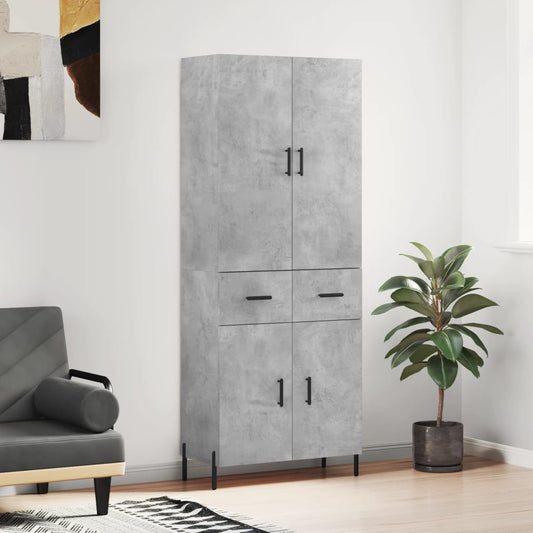 Hoge kast 69,5x34x180 cm bewerkt hout betongrijs is nu te koop bij PeponiXL, paradijselijk wonen!