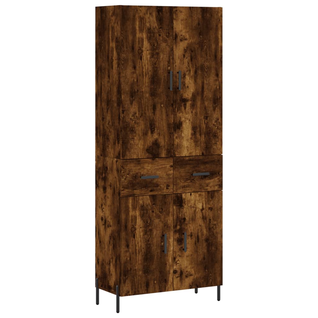 Hoge kast 69,5x34x180 cm bewerkt hout gerookt eikenkleurig is nu te koop bij PeponiXL, paradijselijk wonen!