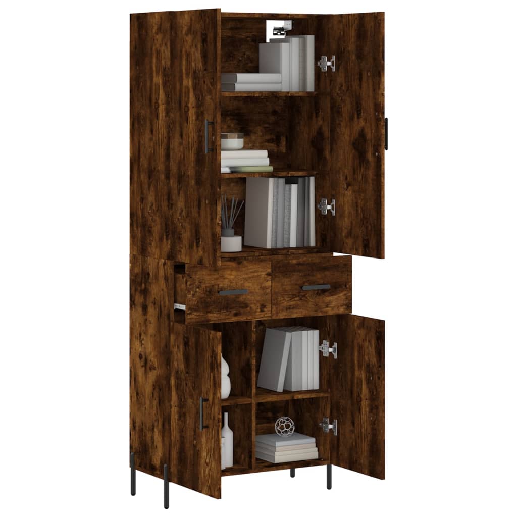 Hoge kast 69,5x34x180 cm bewerkt hout gerookt eikenkleurig is nu te koop bij PeponiXL, paradijselijk wonen!