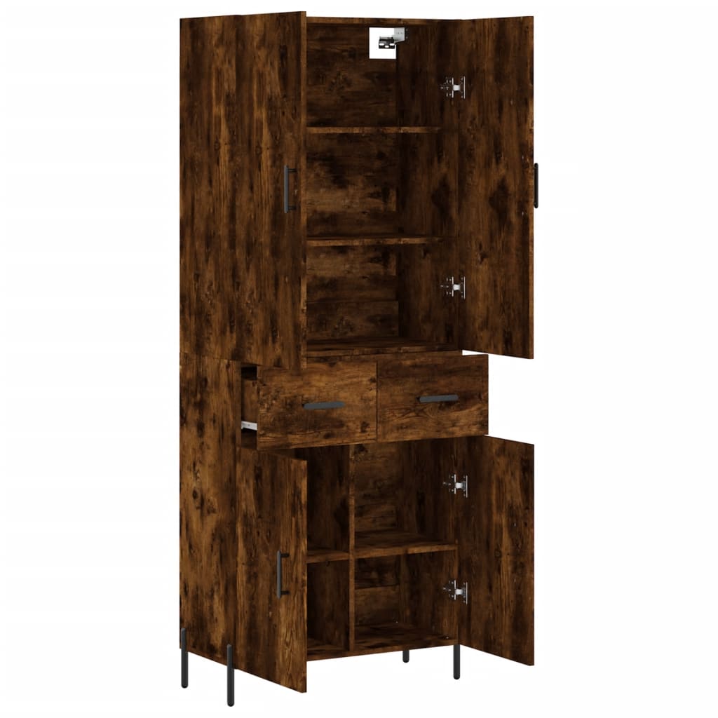 Hoge kast 69,5x34x180 cm bewerkt hout gerookt eikenkleurig is nu te koop bij PeponiXL, paradijselijk wonen!