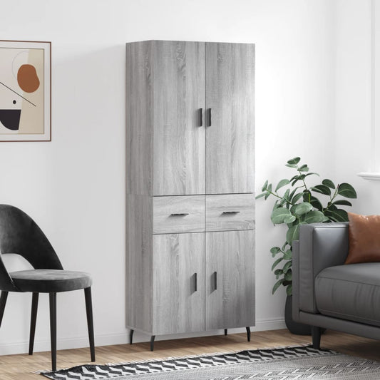 Hoge kast 69,5x34x180 cm bewerkt hout grijs sonoma eikenkleurig is nu te koop bij PeponiXL, paradijselijk wonen!