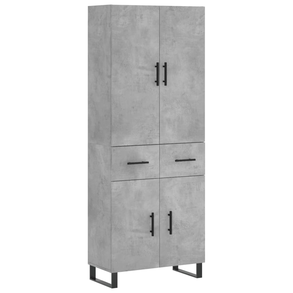Hoge kast 69,5x34x180 cm bewerkt hout betongrijs is nu te koop bij PeponiXL, paradijselijk wonen!