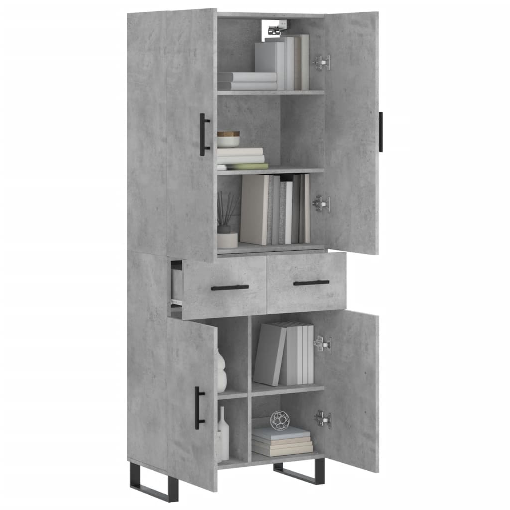 Hoge kast 69,5x34x180 cm bewerkt hout betongrijs is nu te koop bij PeponiXL, paradijselijk wonen!