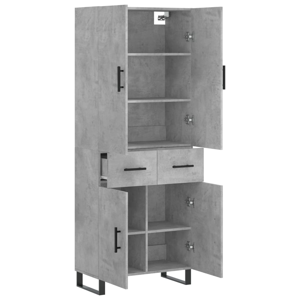 Hoge kast 69,5x34x180 cm bewerkt hout betongrijs is nu te koop bij PeponiXL, paradijselijk wonen!