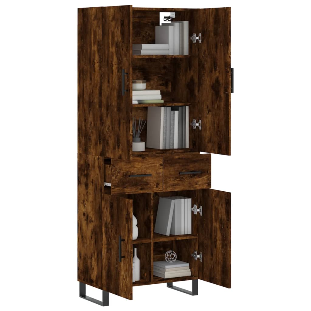 Hoge kast 69,5x34x180 cm bewerkt hout gerookt eikenkleurig is nu te koop bij PeponiXL, paradijselijk wonen!