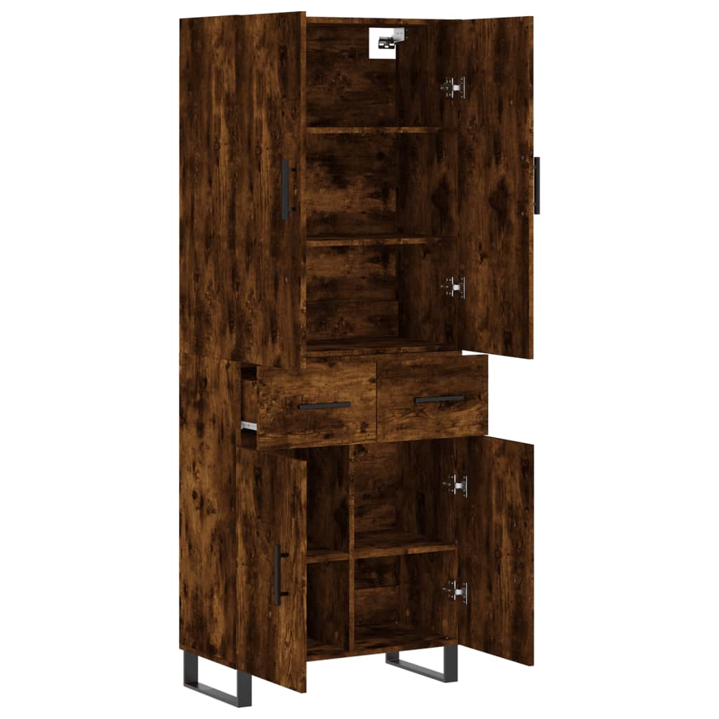 Hoge kast 69,5x34x180 cm bewerkt hout gerookt eikenkleurig is nu te koop bij PeponiXL, paradijselijk wonen!