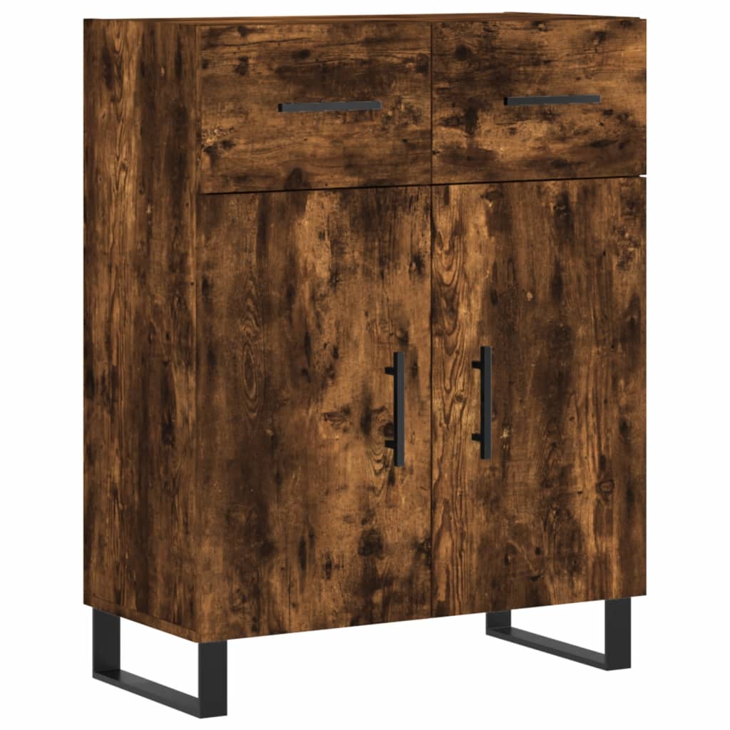 Hoge kast 69,5x34x180 cm bewerkt hout gerookt eikenkleurig is nu te koop bij PeponiXL, paradijselijk wonen!