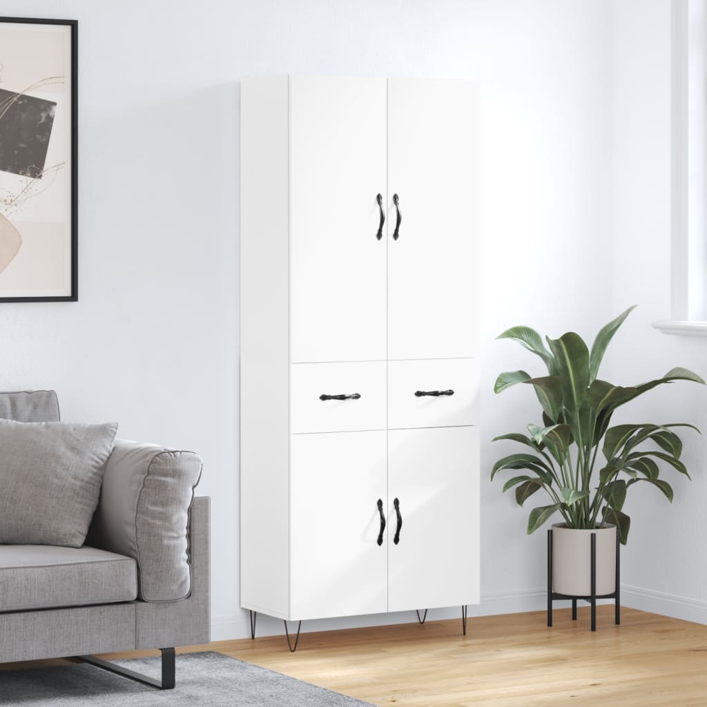 Hoge kast 69,5x34x180 cm bewerkt hout wit is nu te koop bij PeponiXL, paradijselijk wonen!