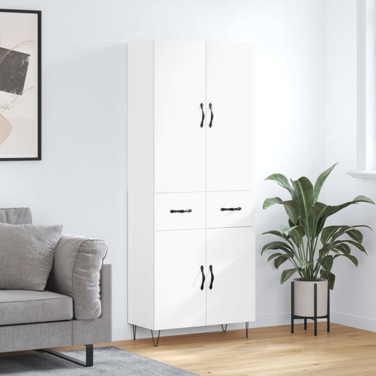 Hoge kast 69,5x34x180 cm bewerkt hout wit is nu te koop bij PeponiXL, paradijselijk wonen!