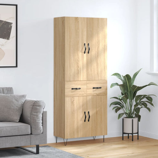 Hoge kast 69,5x34x180 cm bewerkt hout sonoma eikenkleurig is nu te koop bij PeponiXL, paradijselijk wonen!