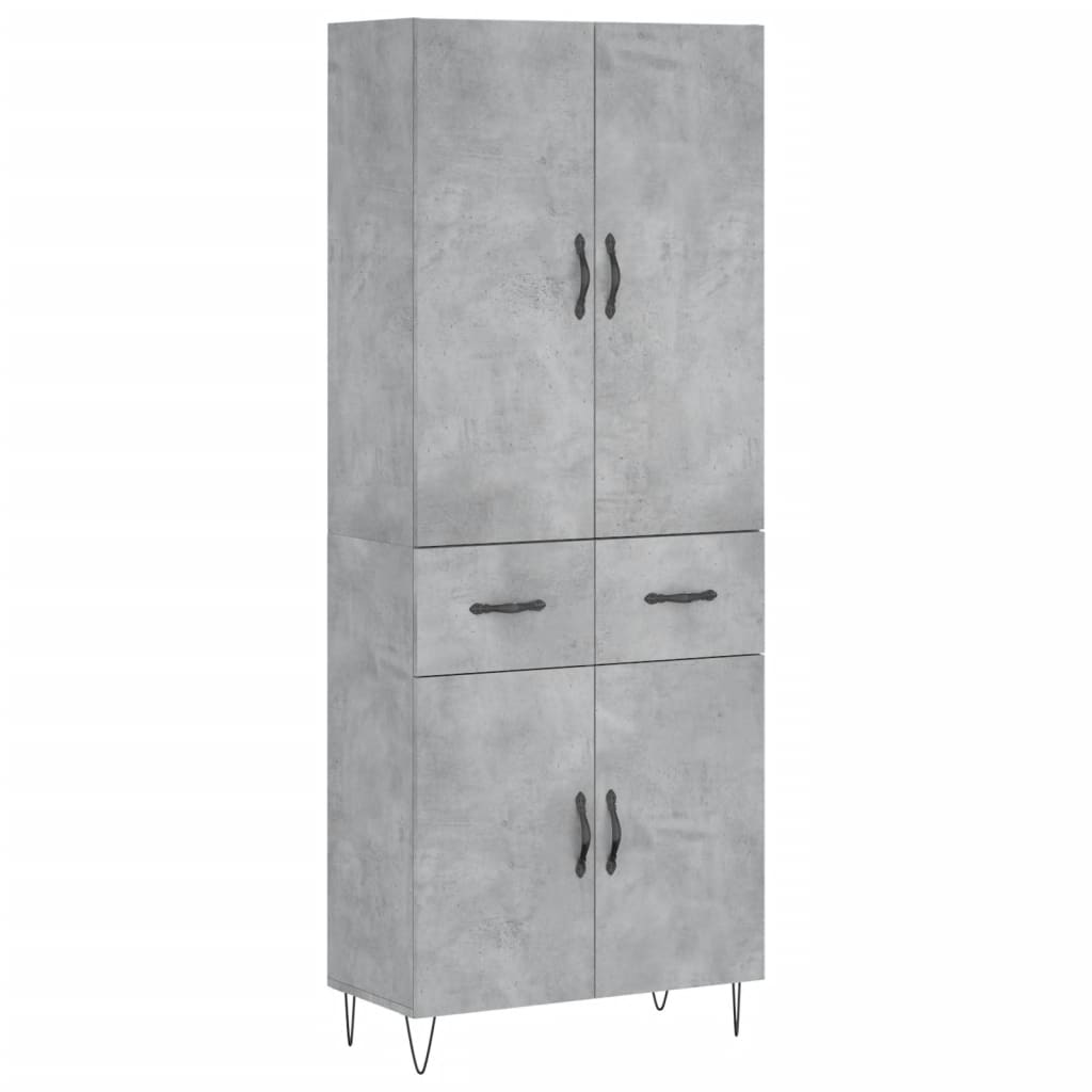 Hoge kast 69,5x34x180 cm bewerkt hout betongrijs is nu te koop bij PeponiXL, paradijselijk wonen!