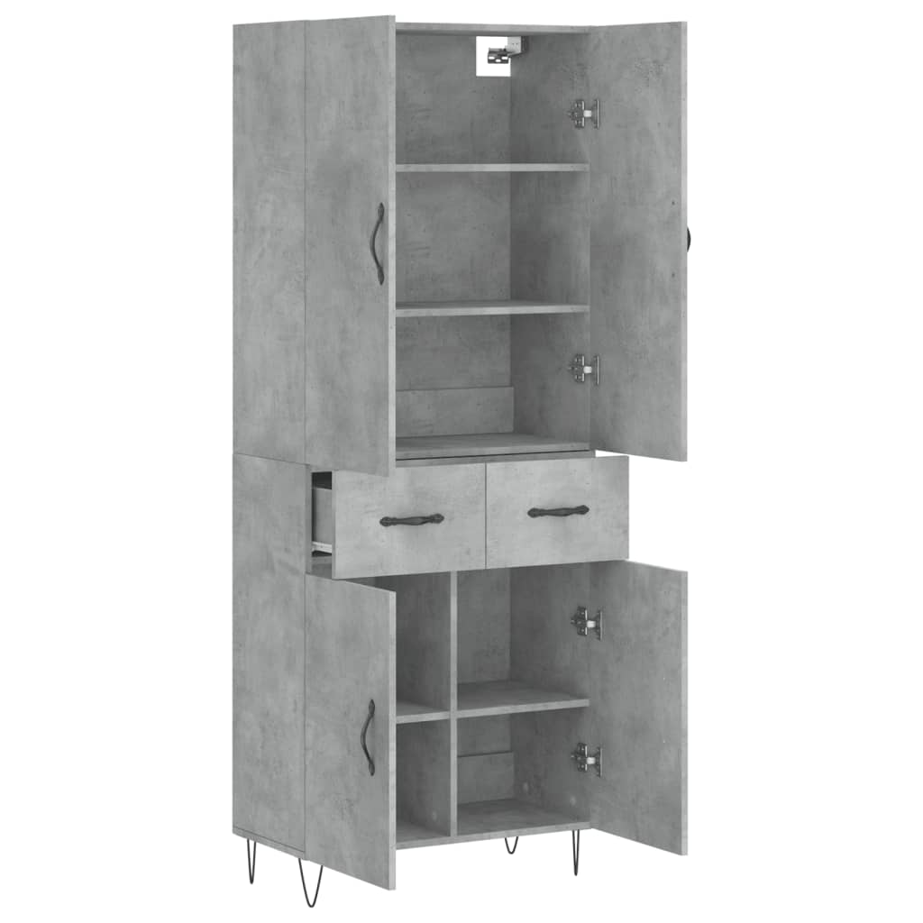 Hoge kast 69,5x34x180 cm bewerkt hout betongrijs is nu te koop bij PeponiXL, paradijselijk wonen!