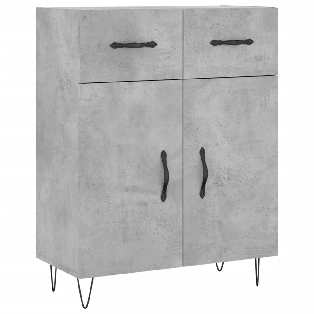 Hoge kast 69,5x34x180 cm bewerkt hout betongrijs is nu te koop bij PeponiXL, paradijselijk wonen!