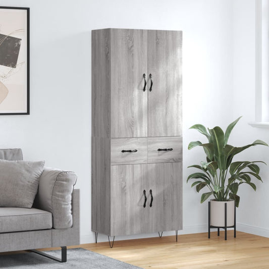 Hoge kast 69,5x34x180 cm bewerkt hout grijs sonoma eikenkleurig is nu te koop bij PeponiXL, paradijselijk wonen!