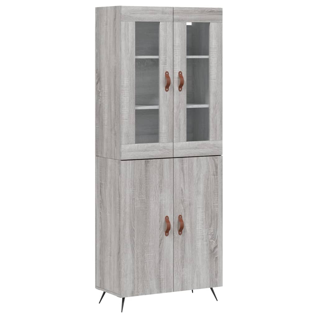 Hoge kast 69,5x34x180 cm bewerkt hout grijs sonoma eikenkleurig is nu te koop bij PeponiXL, paradijselijk wonen!
