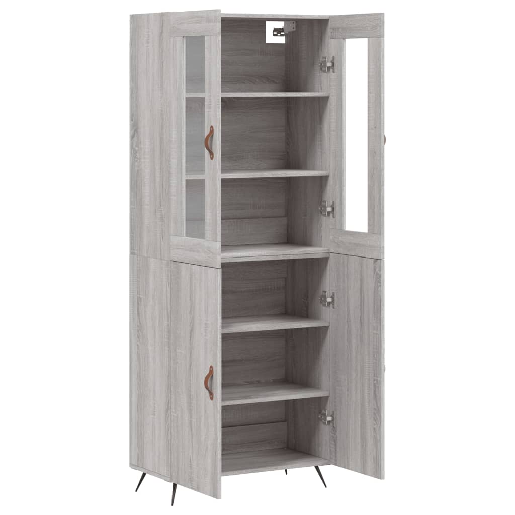 Hoge kast 69,5x34x180 cm bewerkt hout grijs sonoma eikenkleurig is nu te koop bij PeponiXL, paradijselijk wonen!