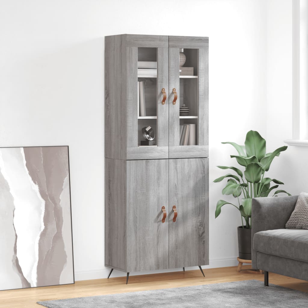Hoge kast 69,5x34x180 cm bewerkt hout grijs sonoma eikenkleurig is nu te koop bij PeponiXL, paradijselijk wonen!
