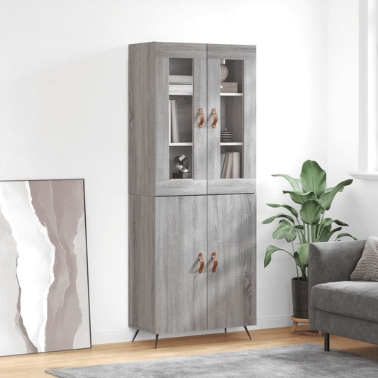 Hoge kast 69,5x34x180 cm bewerkt hout grijs sonoma eikenkleurig is nu te koop bij PeponiXL, paradijselijk wonen!