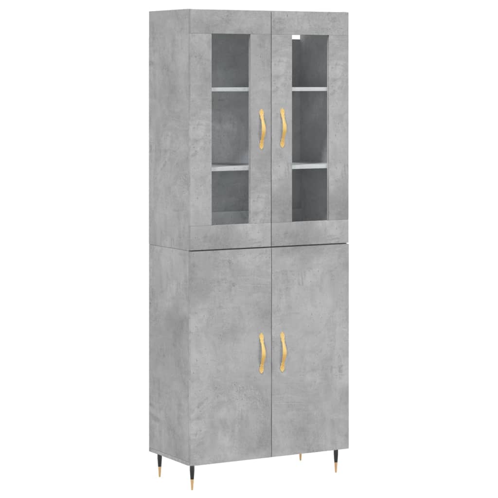 Hoge kast 69,5x34x180 cm bewerkt hout betongrijs is nu te koop bij PeponiXL, paradijselijk wonen!