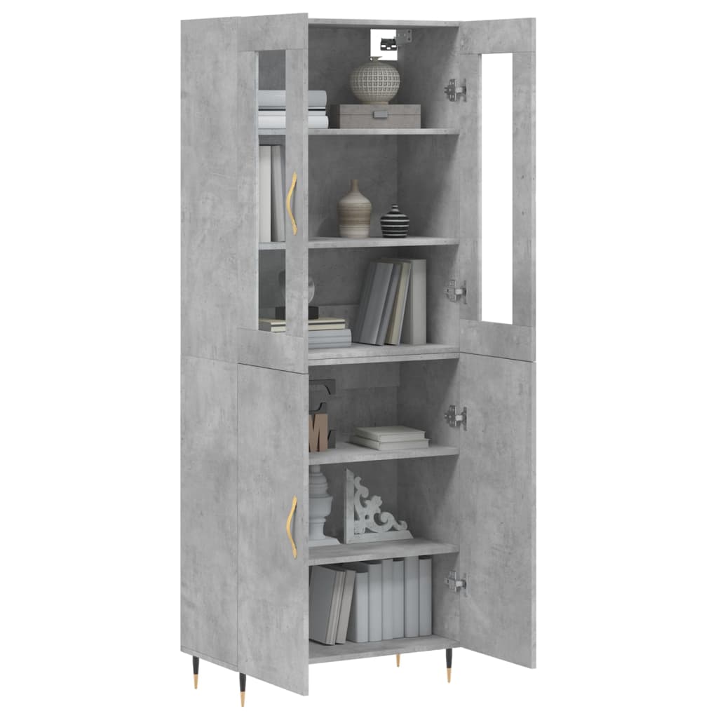 Hoge kast 69,5x34x180 cm bewerkt hout betongrijs is nu te koop bij PeponiXL, paradijselijk wonen!