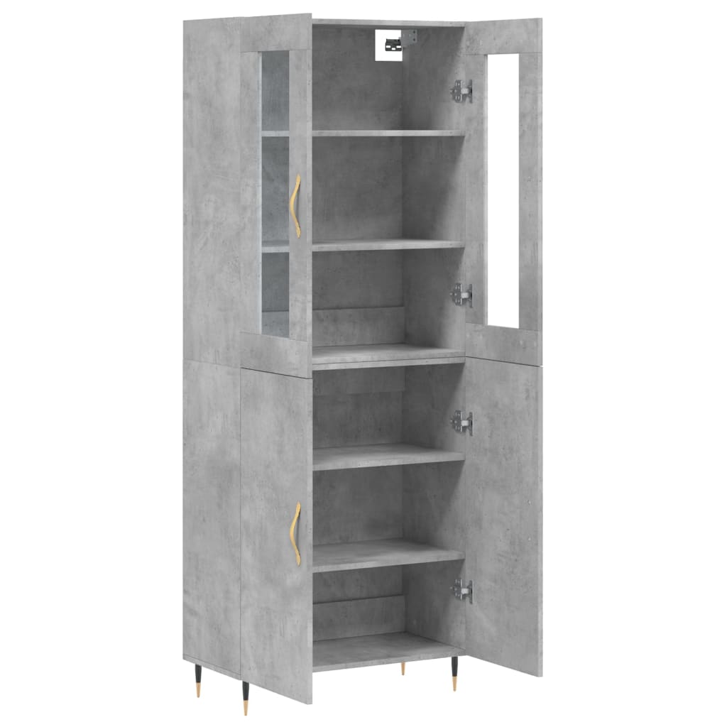 Hoge kast 69,5x34x180 cm bewerkt hout betongrijs is nu te koop bij PeponiXL, paradijselijk wonen!