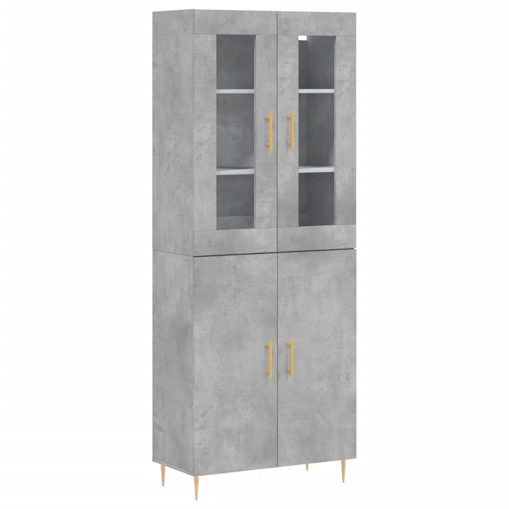 Hoge kast 69,5x34x180 cm bewerkt hout betongrijs is nu te koop bij PeponiXL, paradijselijk wonen!