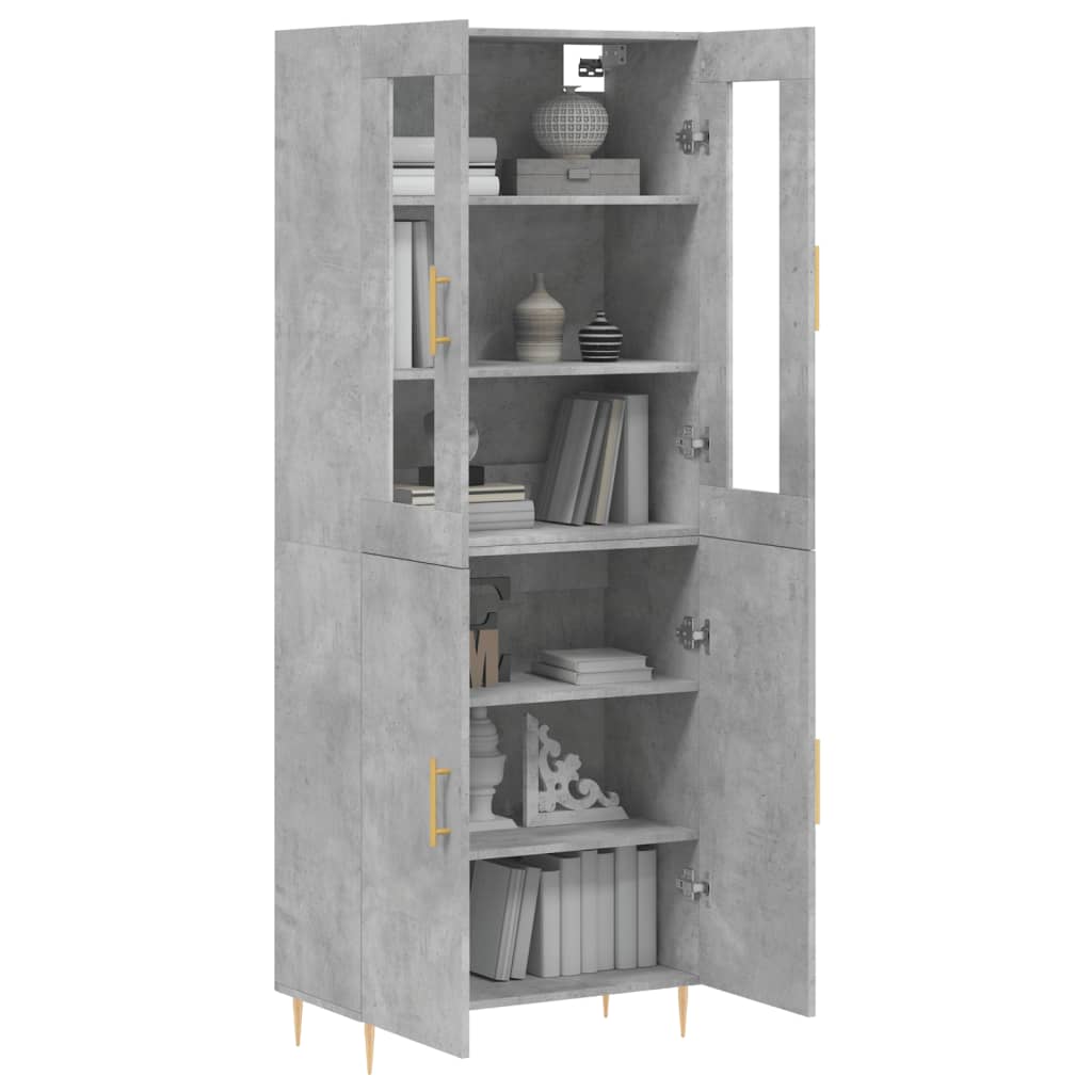 Hoge kast 69,5x34x180 cm bewerkt hout betongrijs is nu te koop bij PeponiXL, paradijselijk wonen!