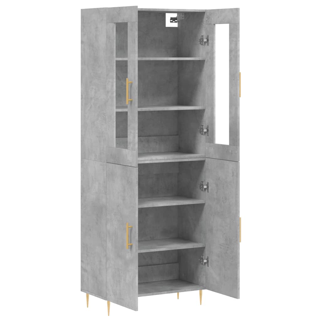 Hoge kast 69,5x34x180 cm bewerkt hout betongrijs is nu te koop bij PeponiXL, paradijselijk wonen!