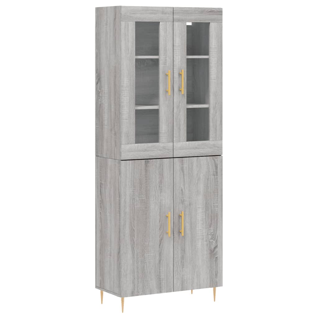 Hoge kast 69,5x34x180 cm bewerkt hout grijs sonoma eikenkleurig is nu te koop bij PeponiXL, paradijselijk wonen!