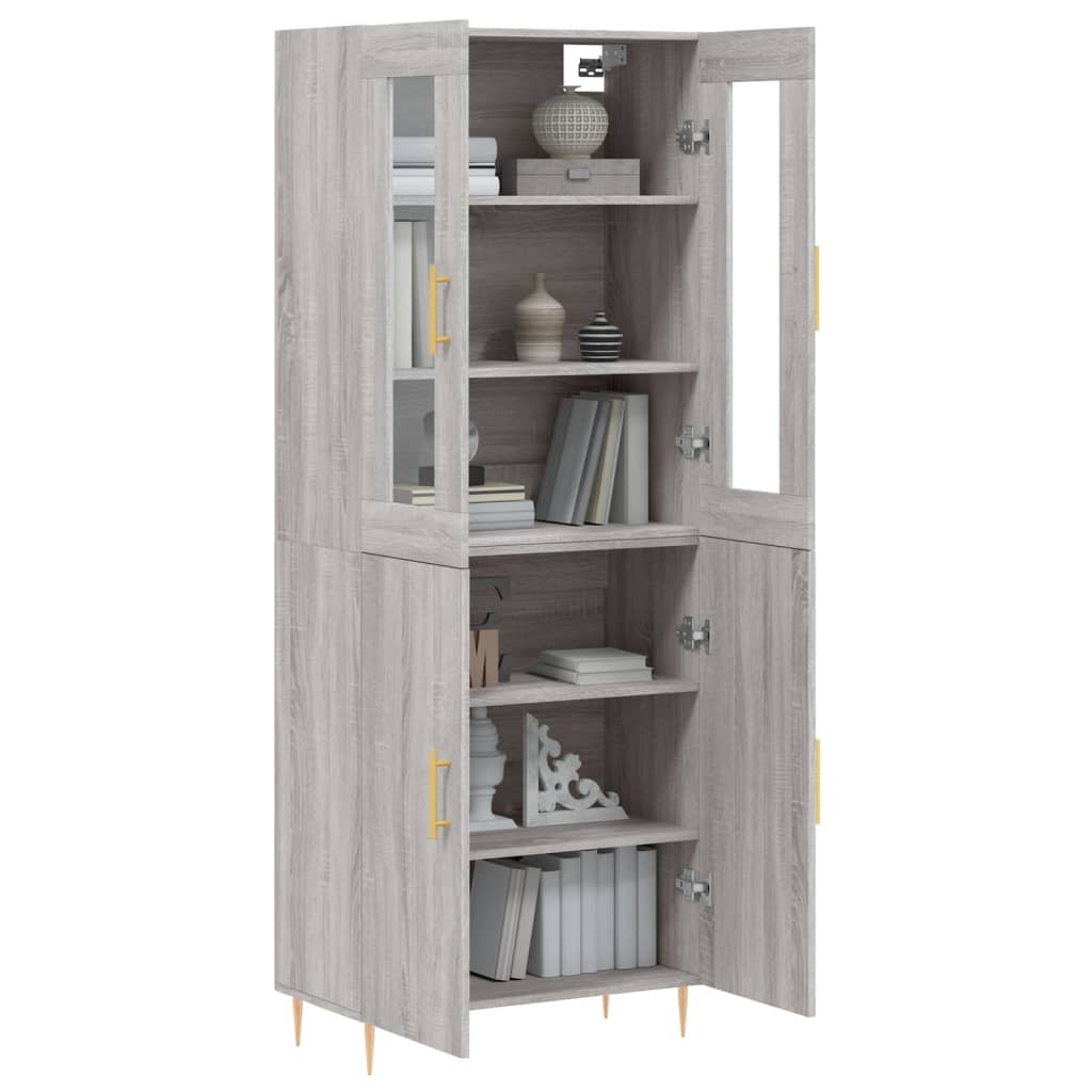 Hoge kast 69,5x34x180 cm bewerkt hout grijs sonoma eikenkleurig is nu te koop bij PeponiXL, paradijselijk wonen!