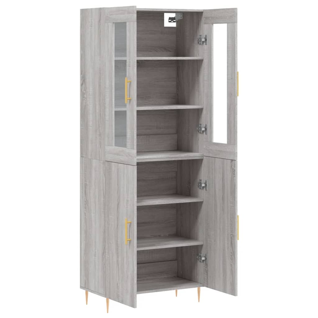 Hoge kast 69,5x34x180 cm bewerkt hout grijs sonoma eikenkleurig is nu te koop bij PeponiXL, paradijselijk wonen!