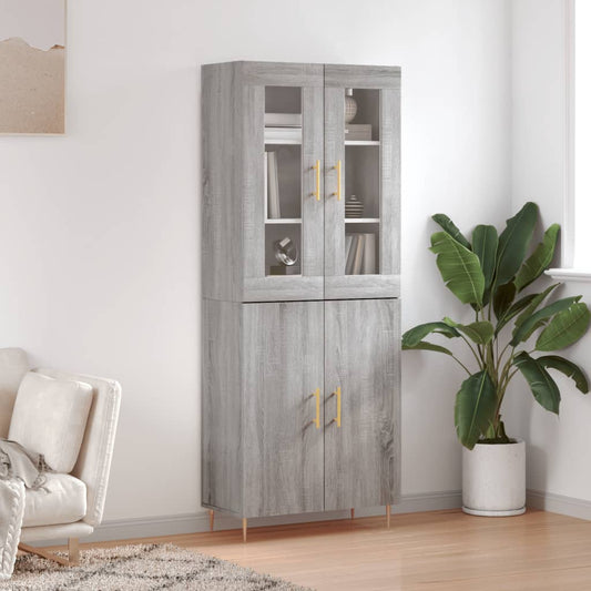Hoge kast 69,5x34x180 cm bewerkt hout grijs sonoma eikenkleurig is nu te koop bij PeponiXL, paradijselijk wonen!