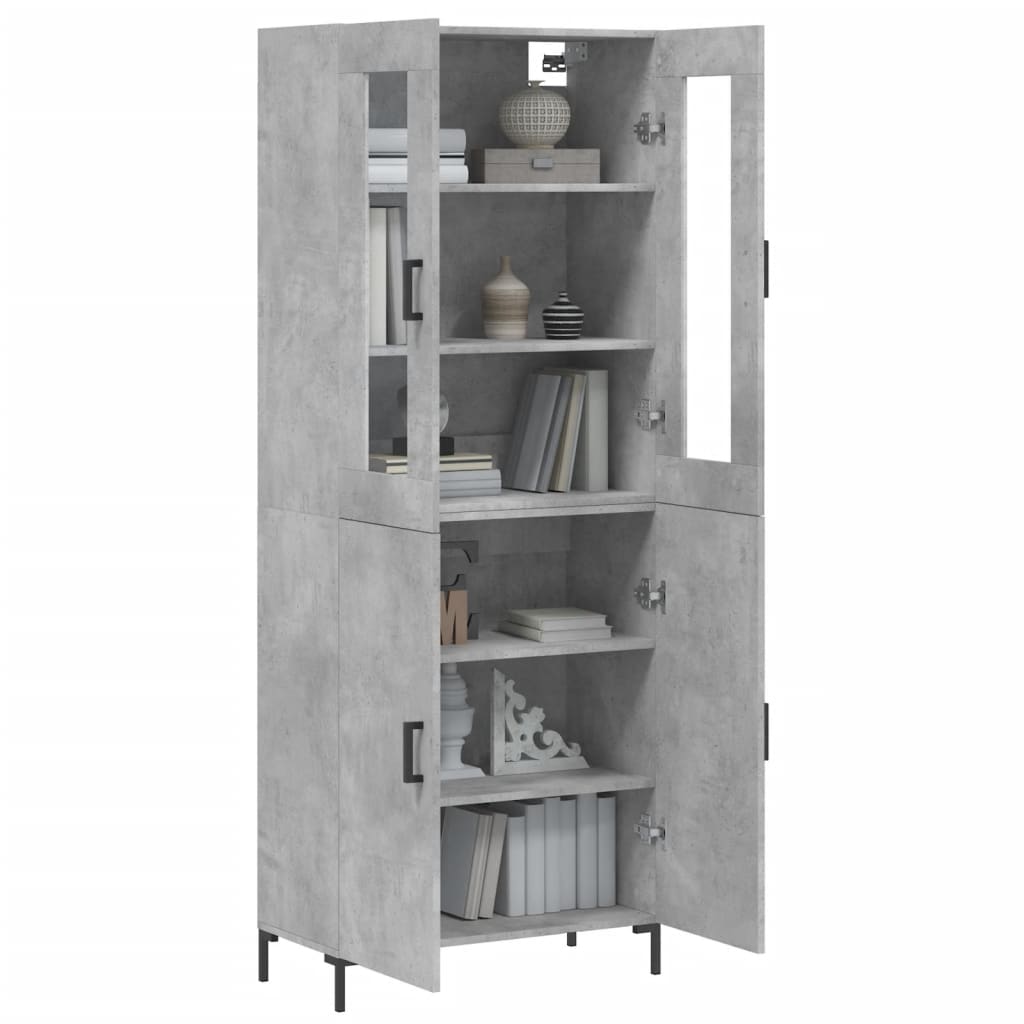 Hoge kast 69,5x34x180 cm bewerkt hout betongrijs is nu te koop bij PeponiXL, paradijselijk wonen!