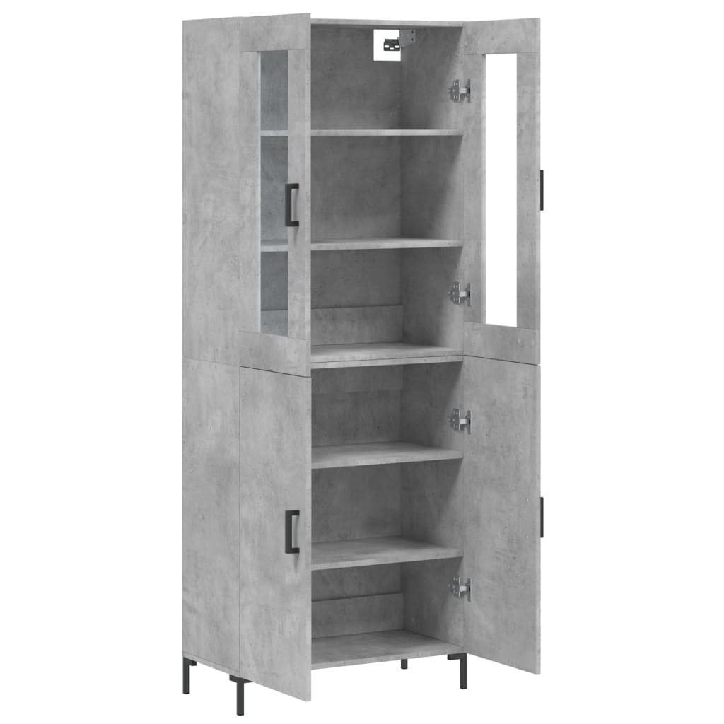 Hoge kast 69,5x34x180 cm bewerkt hout betongrijs is nu te koop bij PeponiXL, paradijselijk wonen!